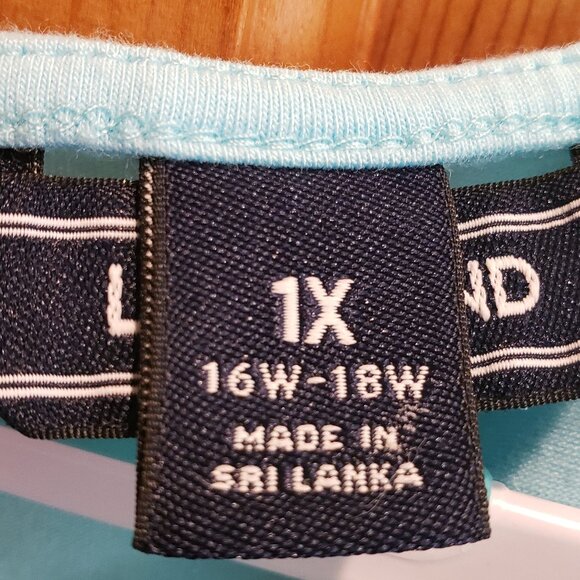 Lands' End Women's Aqua Blue Hi-Low Cotton Blend Short Sleeve Top, Size: 1X - Picture 13 of 16